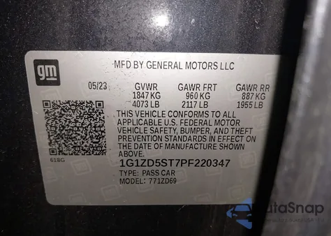 2023 Chevrolet Malibu Fwd 1Lt from USA, damaged, VIN 1G1ZD5ST7PF220347